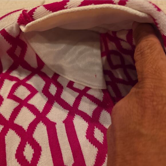 Vintage St John Pink White Knit Jacket Cardigan Zip Front Size Large USA READ - Picture 14 of 15